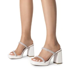 Rhinestone Straps Chunky Sandals