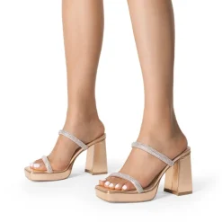 Rhinestone Straps Chunky Sandals