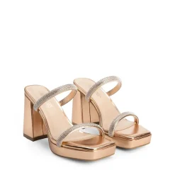 Rhinestone Straps Chunky Sandals