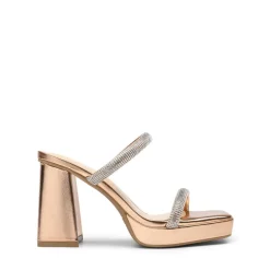 Rhinestone Straps Chunky Sandals