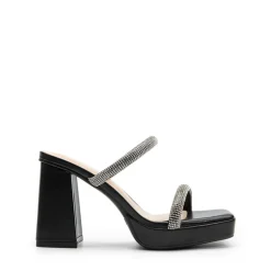 Rhinestone Straps Chunky Sandals