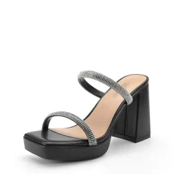 Rhinestone Straps Chunky Sandals