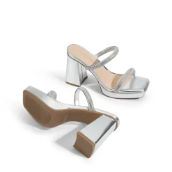 Rhinestone Straps Chunky Sandals