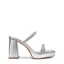 Rhinestone Straps Chunky Sandals