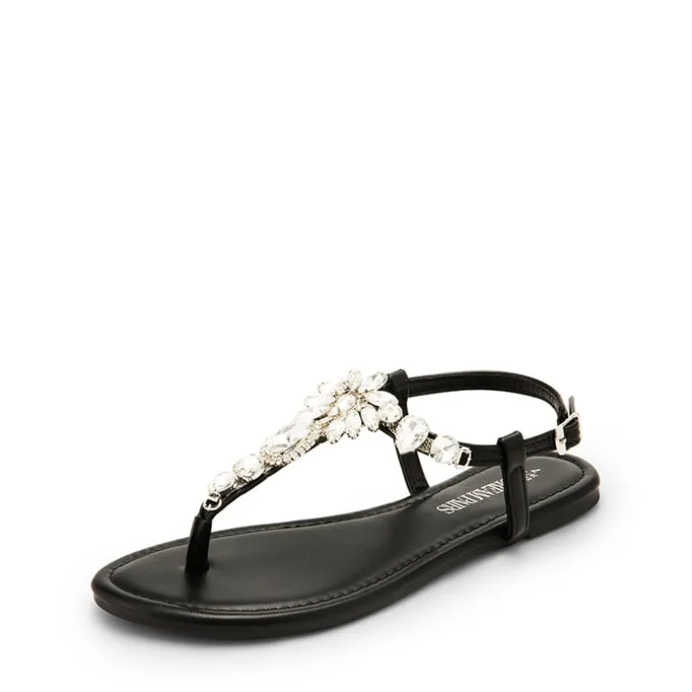 Rhinestone T-Strap Flat Sandals