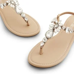 Rhinestone T-Strap Flat Sandals