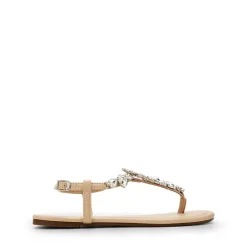 Rhinestone T-Strap Flat Sandals