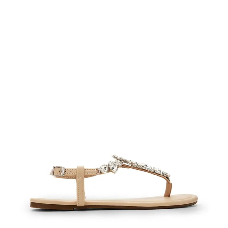 Rhinestone T-Strap Flat Sandals