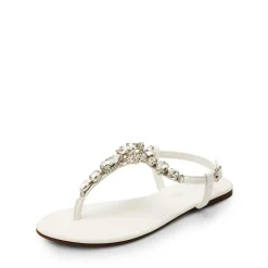 Rhinestone T-Strap Flat Sandals