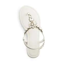 Rhinestone T-Strap Flat Sandals
