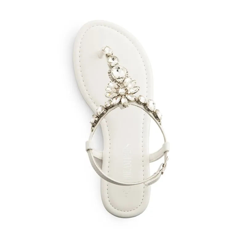 Rhinestone T-Strap Flat Sandals