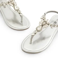 Rhinestone T-Strap Flat Sandals