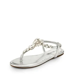 Rhinestone T-Strap Flat Sandals