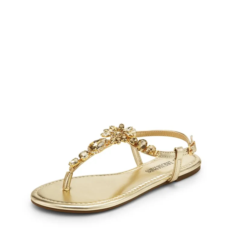 Rhinestone T-Strap Flat Sandals
