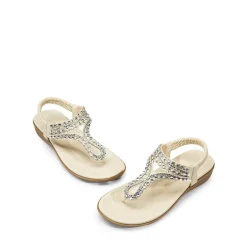 Rhinestone T-Strap Flat Thong Sandals
