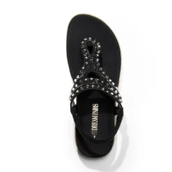 Rhinestone T-Strap Flat Thong Sandals