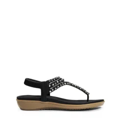 Rhinestone T-Strap Flat Thong Sandals