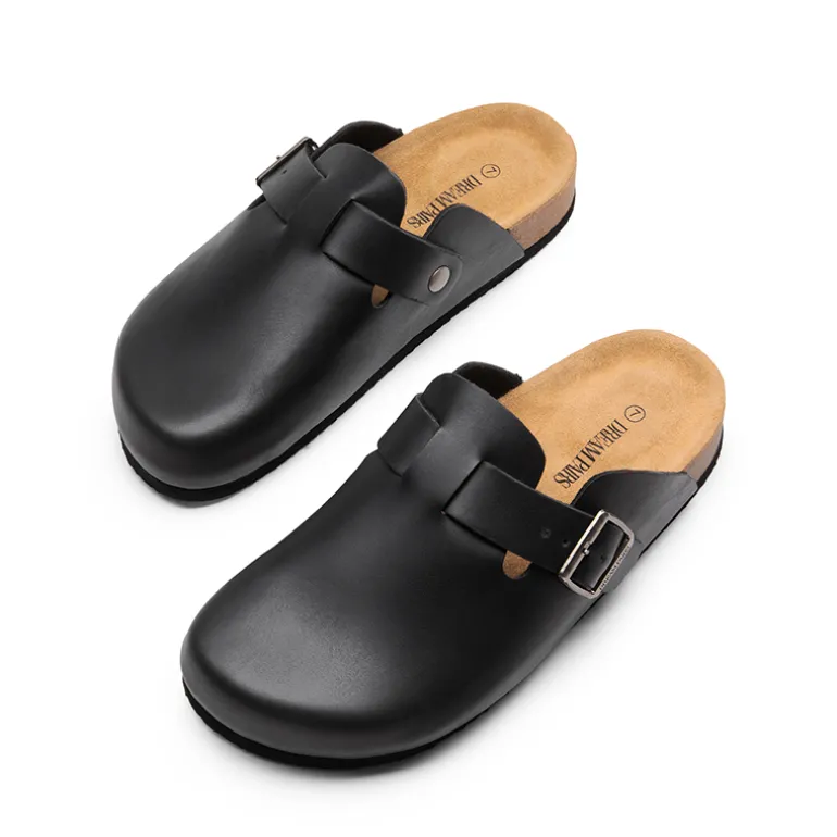 Round Toe Buckle Slip-on Mules