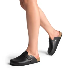 Round Toe Buckle Slip-on Mules