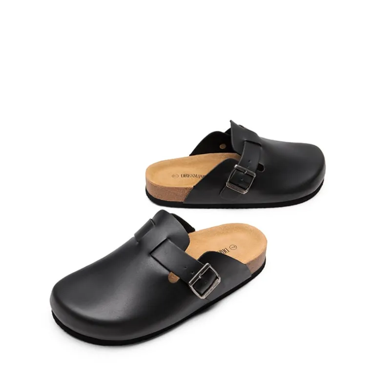 Round Toe Buckle Slip-on Mules