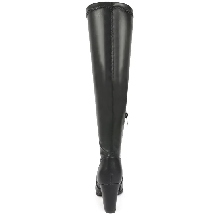 Round-Toe Chunky Heel Knee High Boots