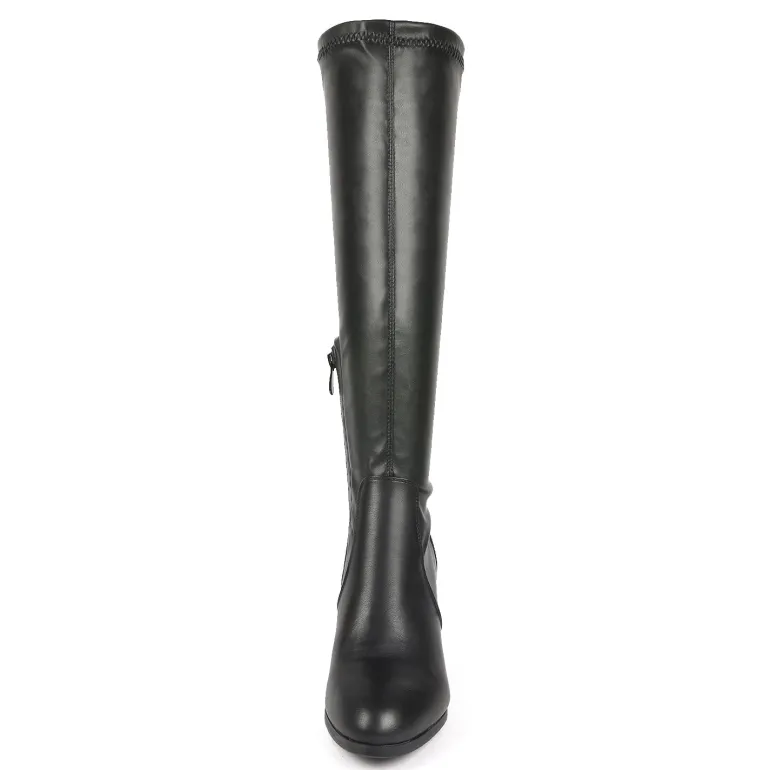 Round-Toe Chunky Heel Knee High Boots
