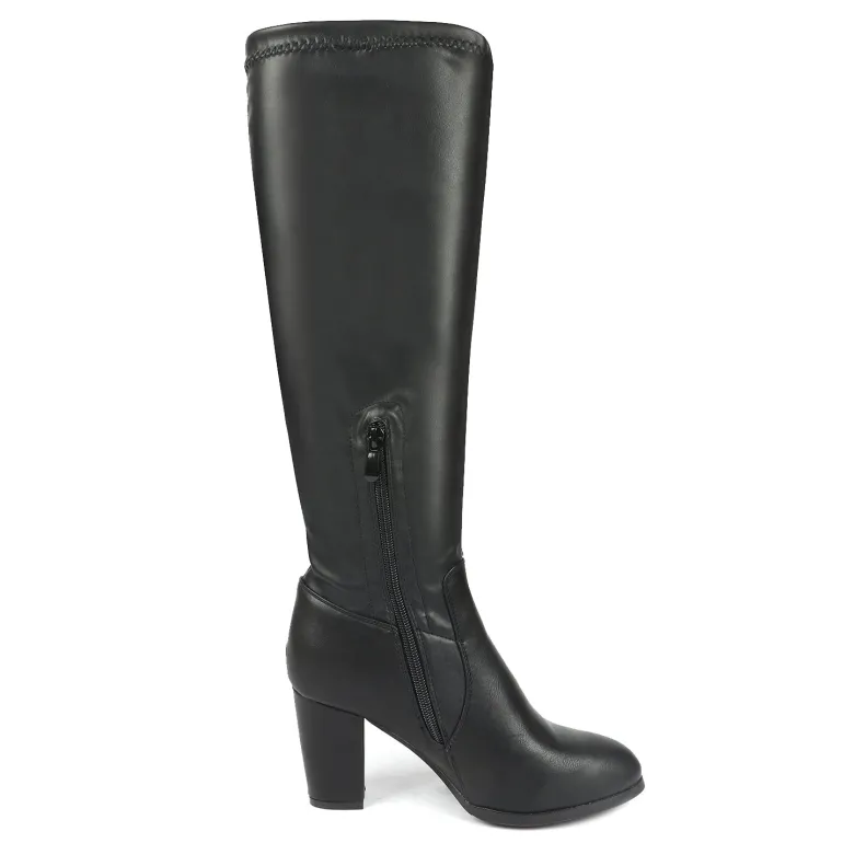 Round-Toe Chunky Heel Knee High Boots