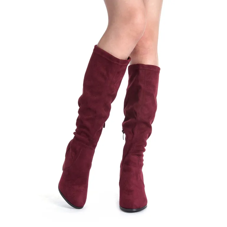 Round-Toe Chunky Heel Knee High Boots