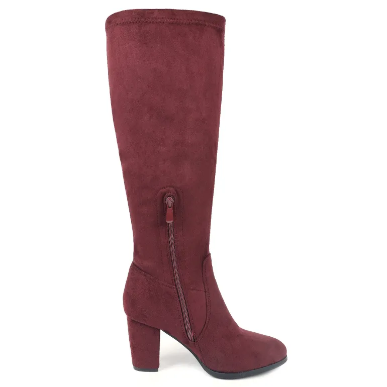 Round-Toe Chunky Heel Knee High Boots