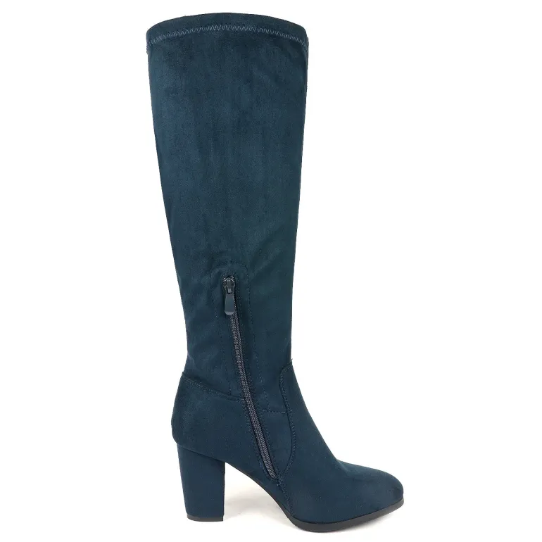 Round-Toe Chunky Heel Knee High Boots