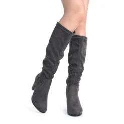 Round-Toe Chunky Heel Knee High Boots