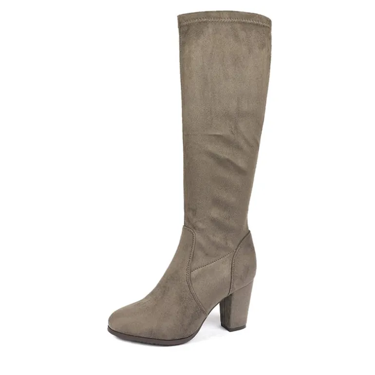 Round-Toe Chunky Heel Knee High Boots
