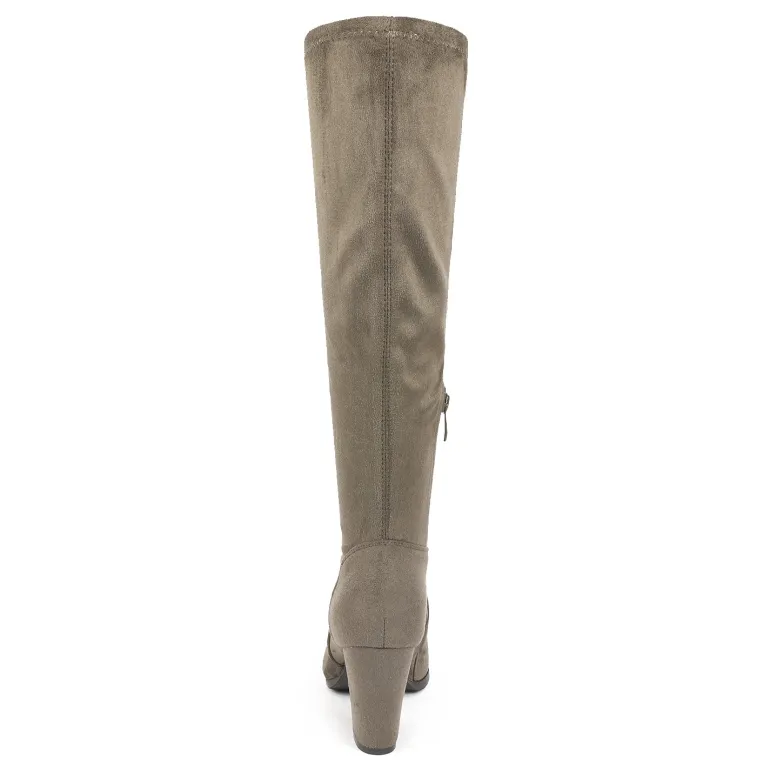 Round-Toe Chunky Heel Knee High Boots