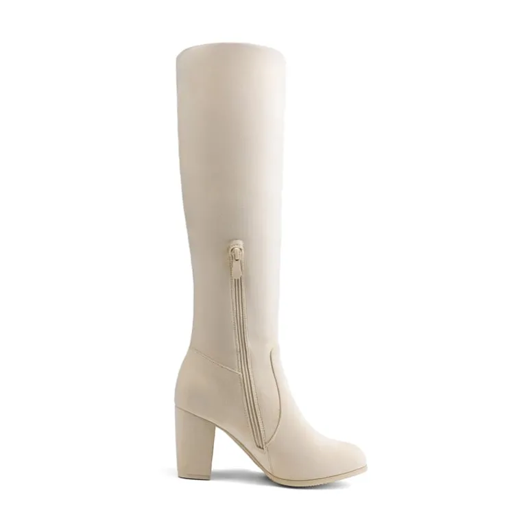 Round-Toe Chunky Heel Knee High Boots