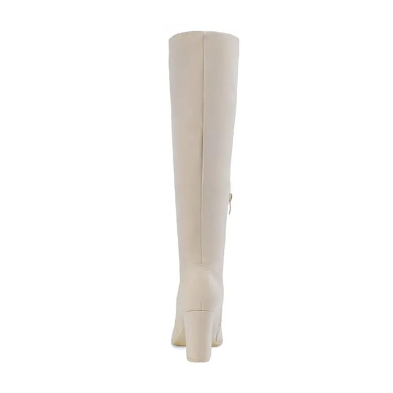 Round-Toe Chunky Heel Knee High Boots