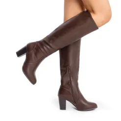 Round-Toe Chunky Heel Knee High Boots