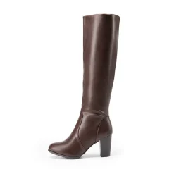 Round-Toe Chunky Heel Knee High Boots