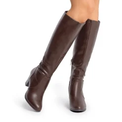 Round-Toe Chunky Heel Knee High Boots