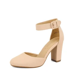 Round Toe Chunky Heel Pumps