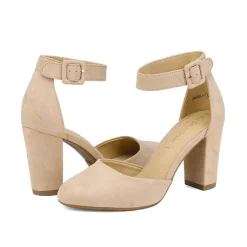 Round Toe Chunky Heel Pumps