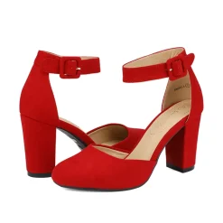 Round Toe Chunky Heel Pumps