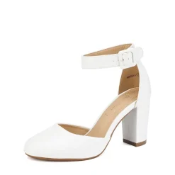 Round Toe Chunky Heel Pumps