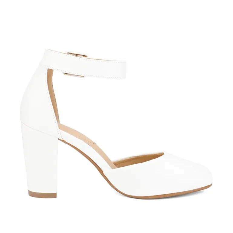 Round Toe Chunky Heel Pumps