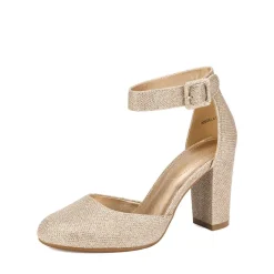 Round Toe Chunky Heel Pumps