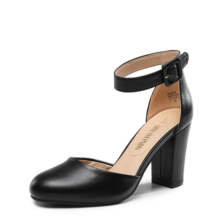 Round Toe Chunky Heel Pumps
