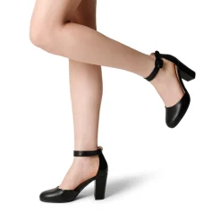 Round Toe Chunky Heel Pumps