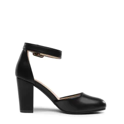 Round Toe Chunky Heel Pumps