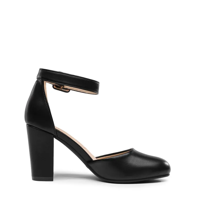 Round Toe Chunky Heel Pumps