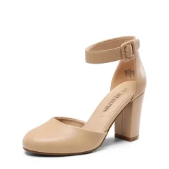 Round Toe Chunky Heel Pumps