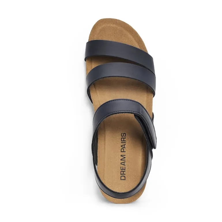 Round-Toe Low Heel Wedge Sandals